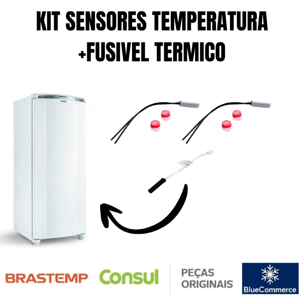 Kit Sensores 2.7k e Fusível Térmico Geladeira Brastemp Consul Original