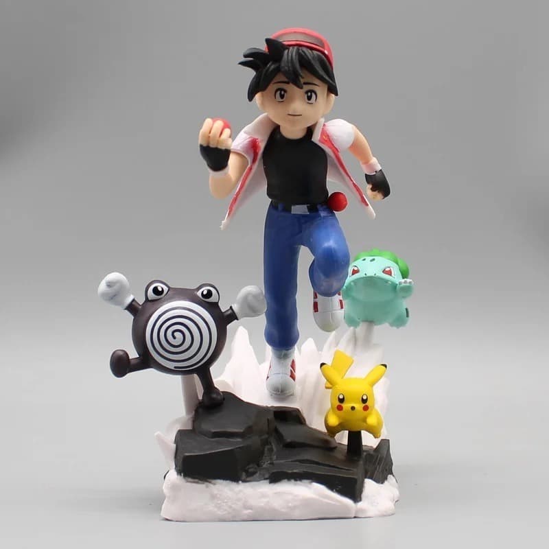 Ash Ketchum 12cm Action Figure Pokemon Pikachu Bubassaur Bubassauro Poliwag Poliwril
