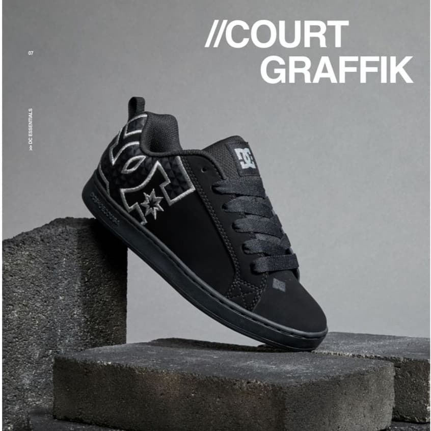 Tênis DC Court Graffik All Black 34 ao 43 Unissex Casual Skatista Robusto Disponível