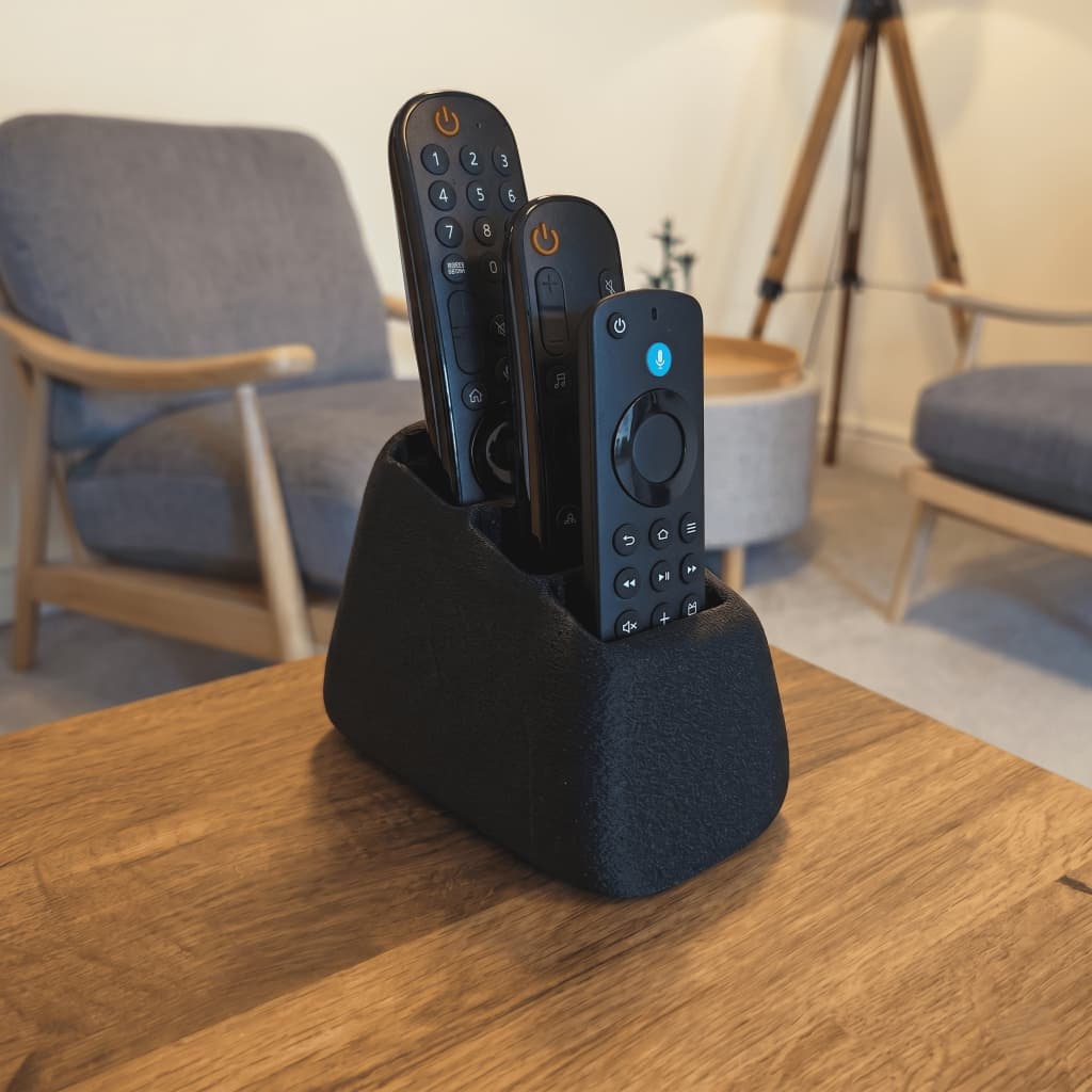 Organizador De Mesa Para 3 Controles Remoto Preto Moderno Sala