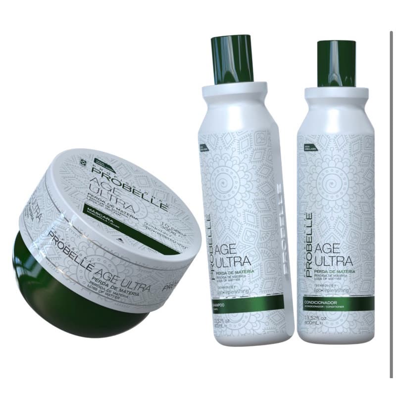 KIT AGE ULTRA MÁSCARA 300g + SHAMPOO E CONDICIONADOR 400ml - PROBELLE PROFISSIONAL