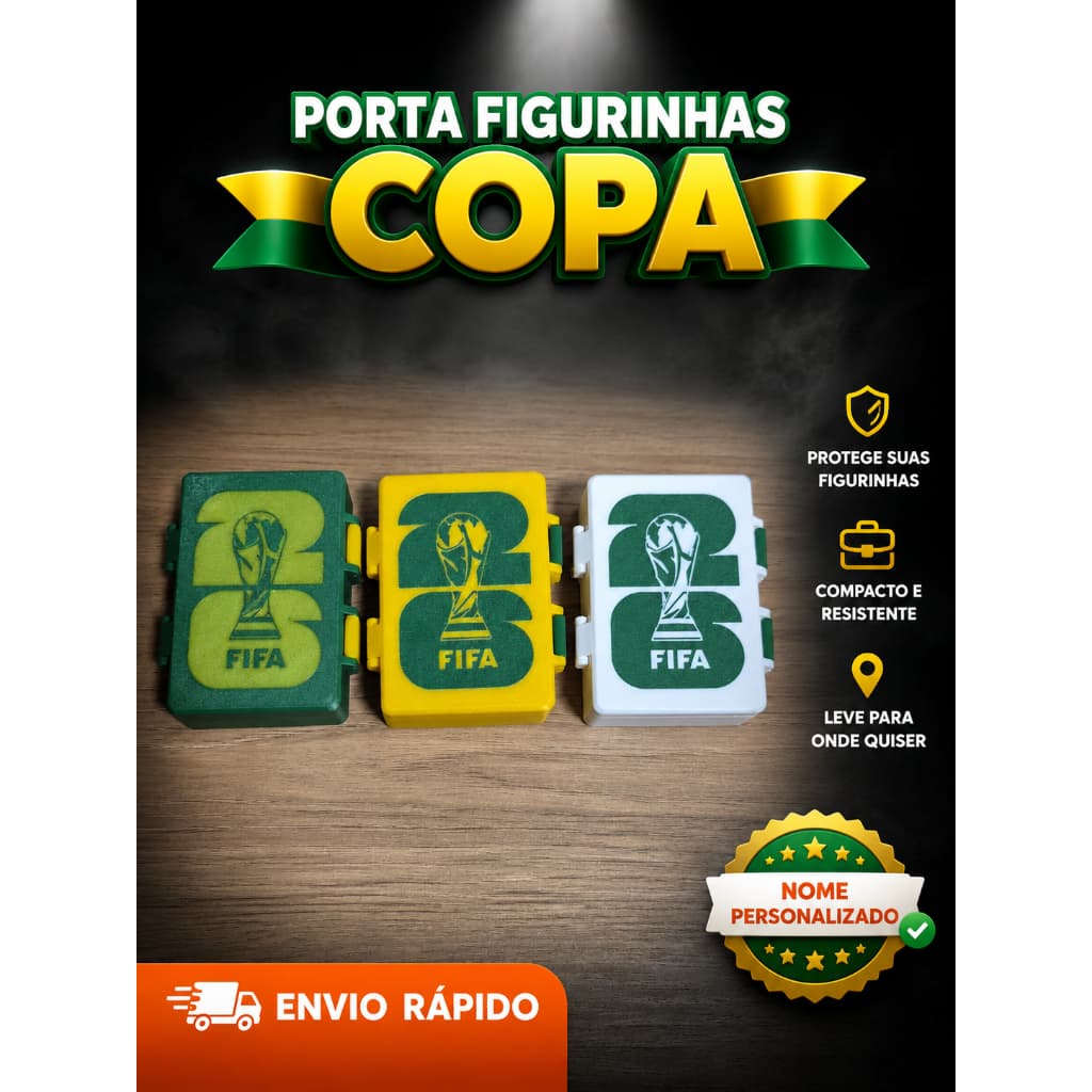 Porta Figurinha Álbum Copa do Mundo 2026 - Caixa de Figurinha - Estojo Organizador