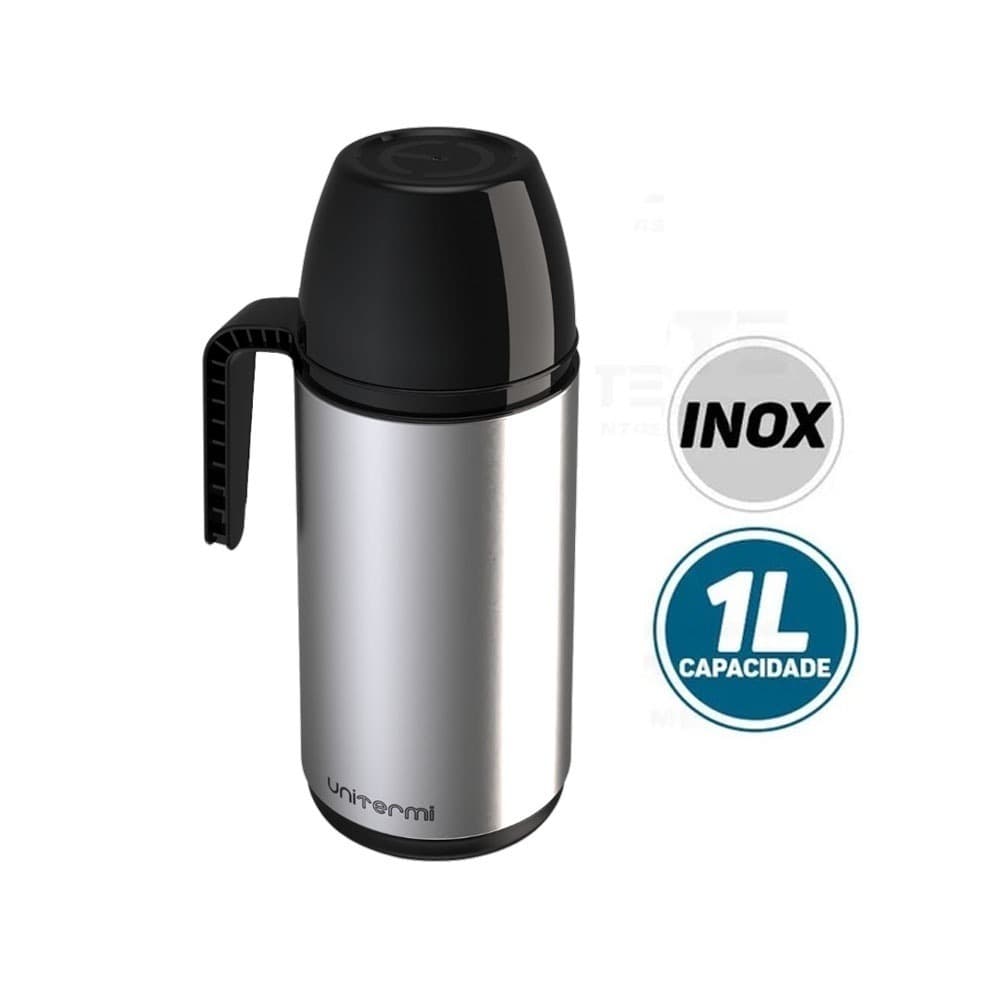 Kit 2 Garrafas Térmica Mesa Roma Inox Unitermi 1 Litro – Design, Praticidade e Conservação Térmica