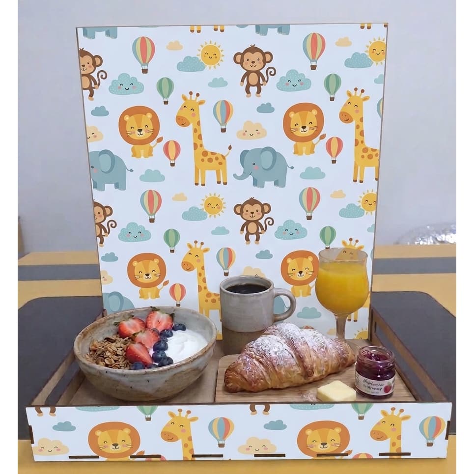 🌟 Bandeja com Painel Retangular em MDF Cru – Ideal para Café da Manhã, Presentes e Decoração