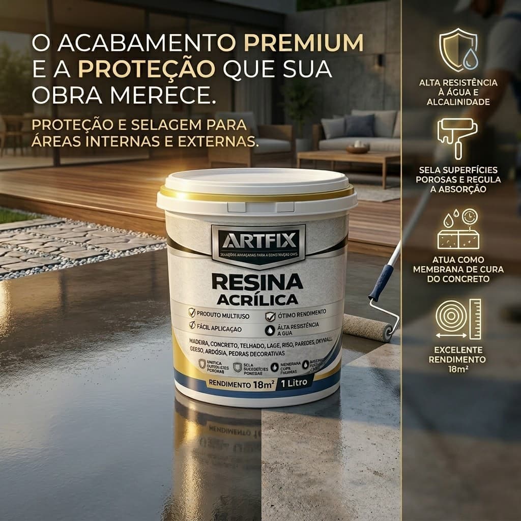 Resina Acrílica 1L/3,6L Base Água Incolor Brilhante Ou Acetinada Premium