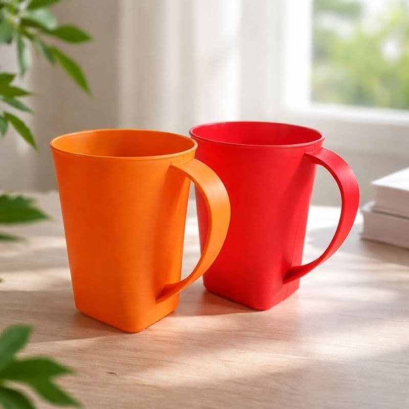 Caneca Plástica 450ml Resistente Colorida Reutilizável Prática Casa Cozinha Igreja Escolas