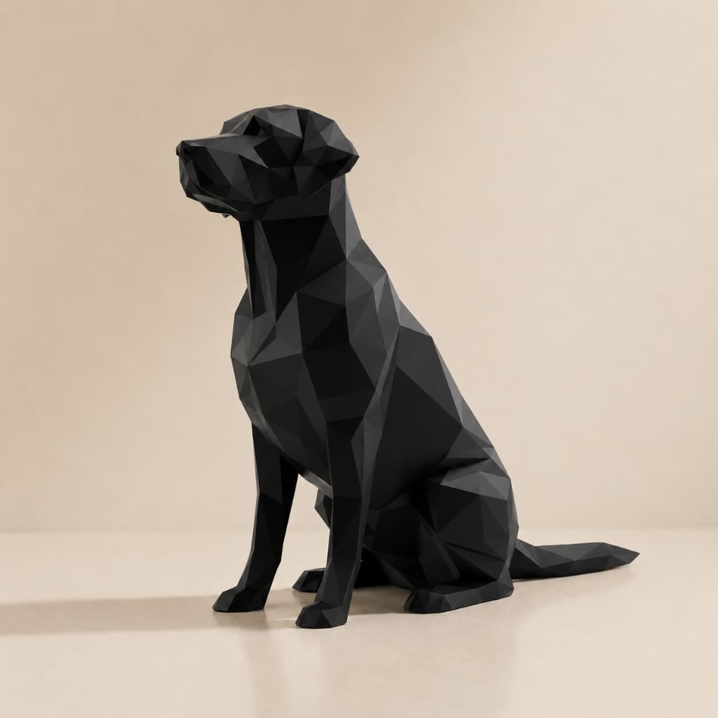 Cachorro Labrador Decorativo Geométrico Moderno Estátua Low Poly Enfeite Sala Quarto Escritório Luxo