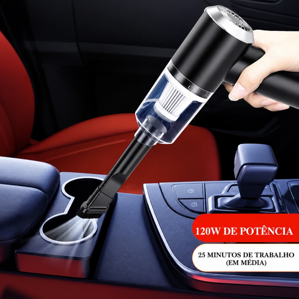 Aspirador De Pó Preto Usb Portátil Completo Linha Premium Carro E Casa 2000mAh
