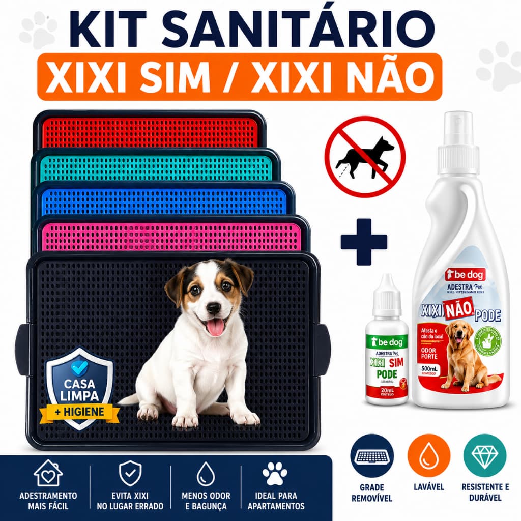 Kit Sanitário Canino Pet + Educador Pet Xixi Sim Pode Xixi Não Pode Tapete Higiênico para Cães