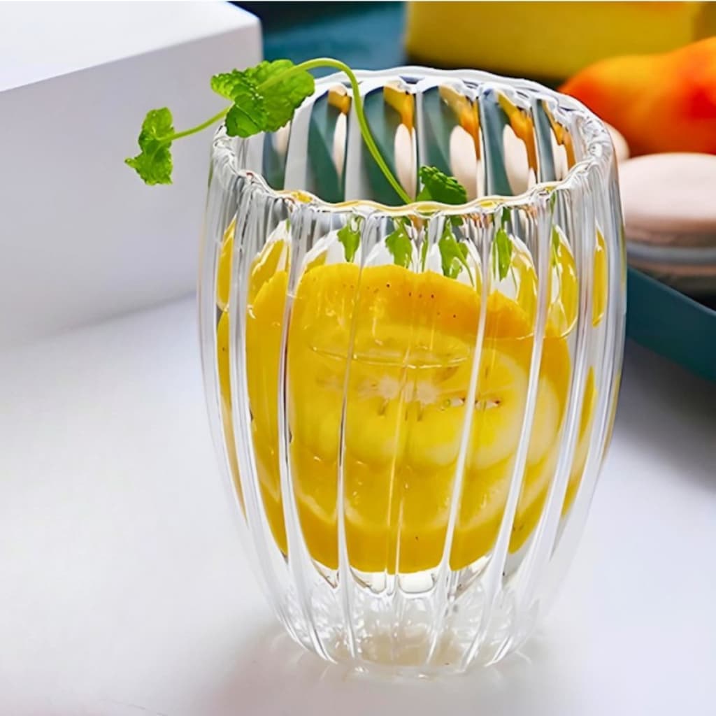 Par Copos Vidro Parede Dupla 320ml Térmico - Café Chá Drink Sem Condensação Moderno