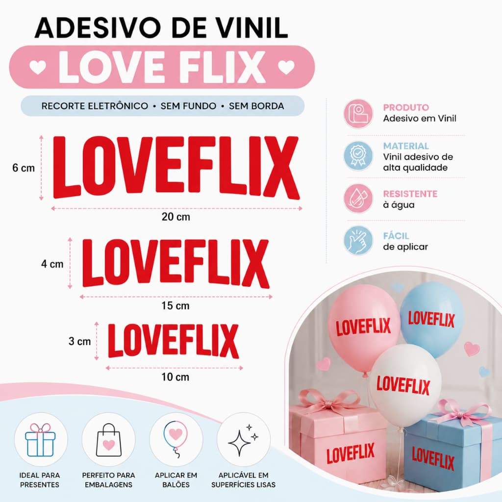 Kit Adesivo Vinil LOVE FLIX
