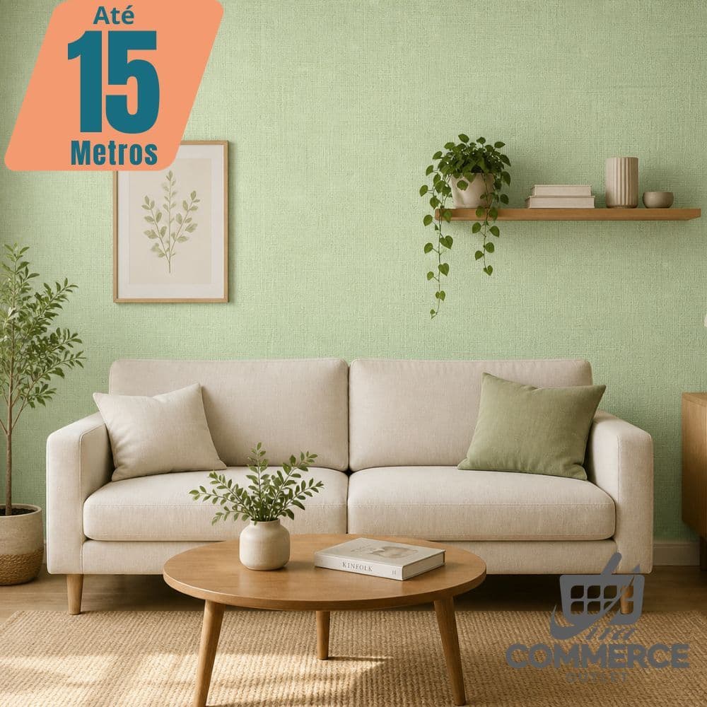 Papel De Parede Linho Rolo 5m x 45cm Sala Quarto Multiuso VERDE
