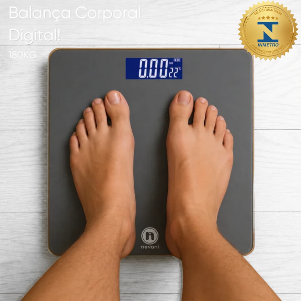 Balança Corporal Digital 180kg Alta Precisão Profissional - Cinza-escuro