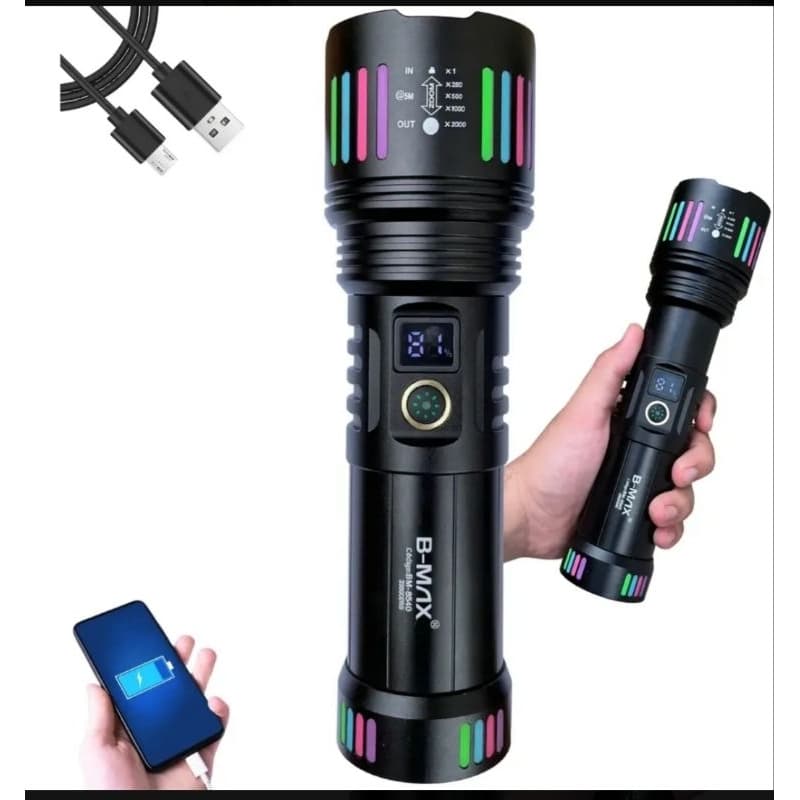 Lanterna LED Recarregável USB - Super Brilhante, Zoom e À Prova D"água