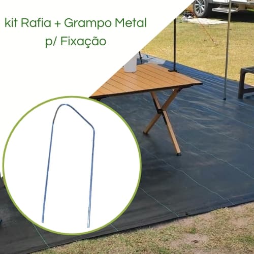 Rafia piso Barraca 3,40 Largura + 4 Grampos Haste Metal para Fixação Camping Acampamento