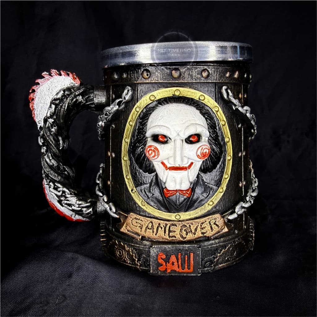 Caneca/Copo Billy Jigsaw - Jogos Mortais Saw Boneco 3D Resina