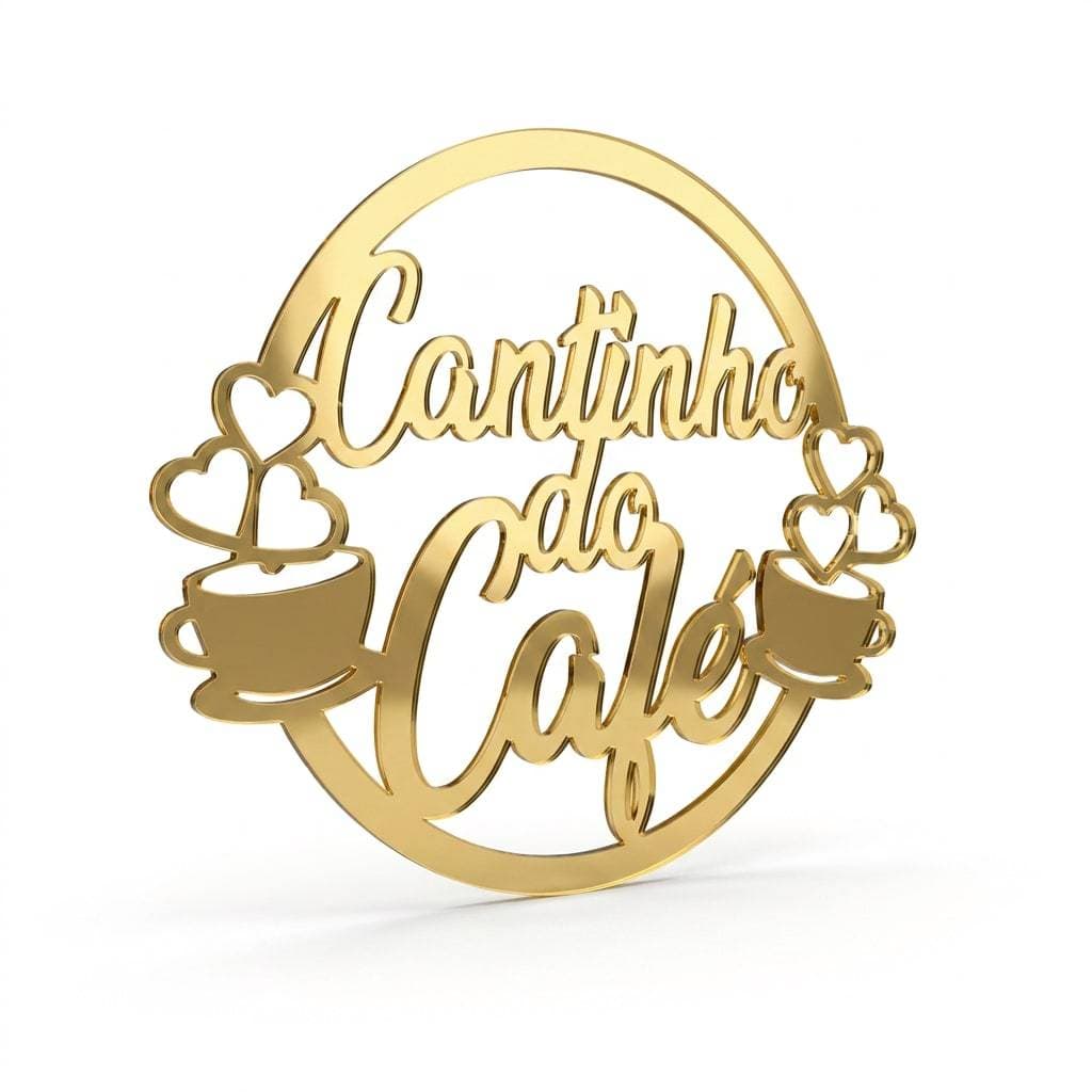 Placa Vazada Decorativa Cantinho do Café MDF Preto para Ambiente Gourmet