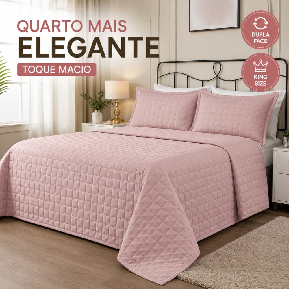 Kit Cobre Leito Casal King 3 Peças Dupla Face Matelado Soft Macio Luxo