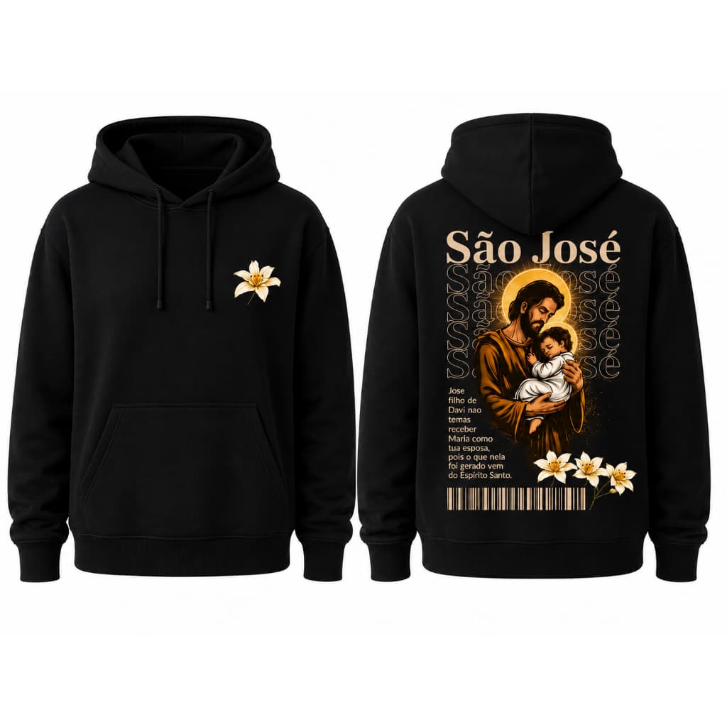 Moletom Religioso São José Masculino/Feminino Estampado Com Capuz