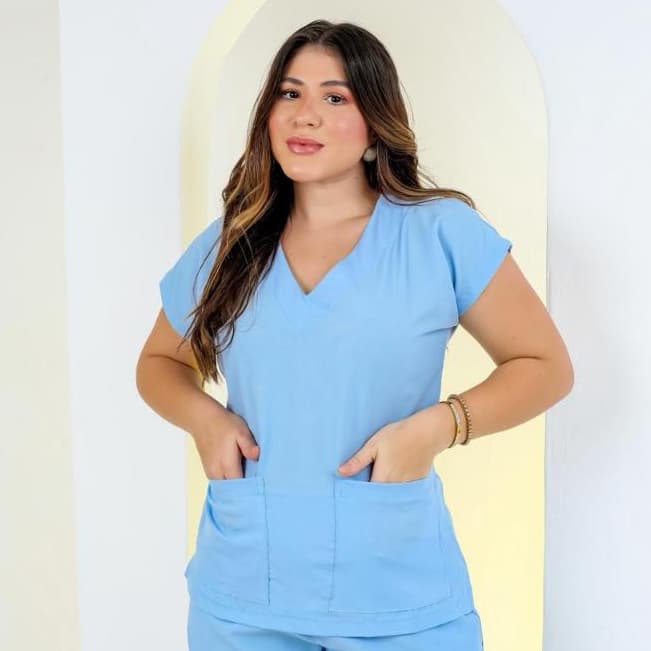 Conjunto cirúrgicos Pijama Hopitalar Scrub Feminino Azul Bebê.