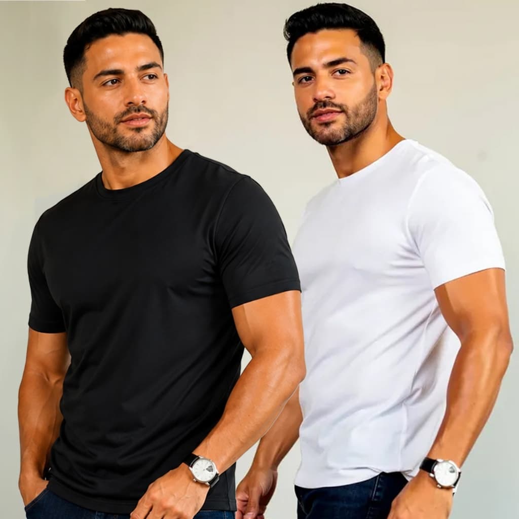 Kit 2 Camiseta Masculina Modal Básica Premium Anti Odor Não Amassa Academia Vega Tencel Camisa Treino