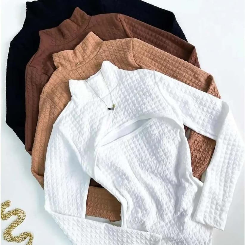 Body Feminino Manga Longa Bubble Gola Alta Segunda Pele Suplex Decote Outono Inverno 2026 Bory