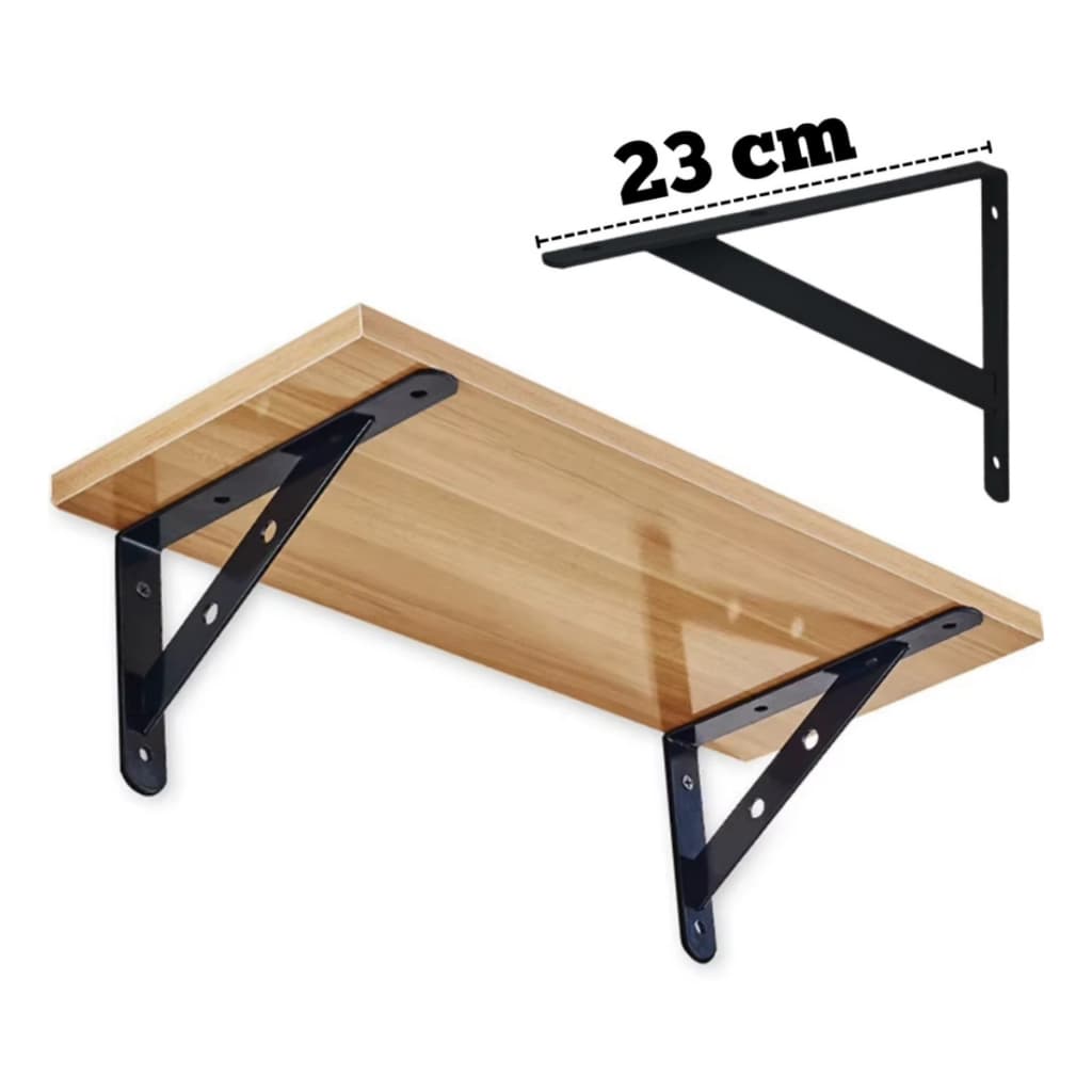 Kit de suporte 2 a 20 Mãos francesas 19cm Preta Canto de Prateleira Reforçado - Fertak