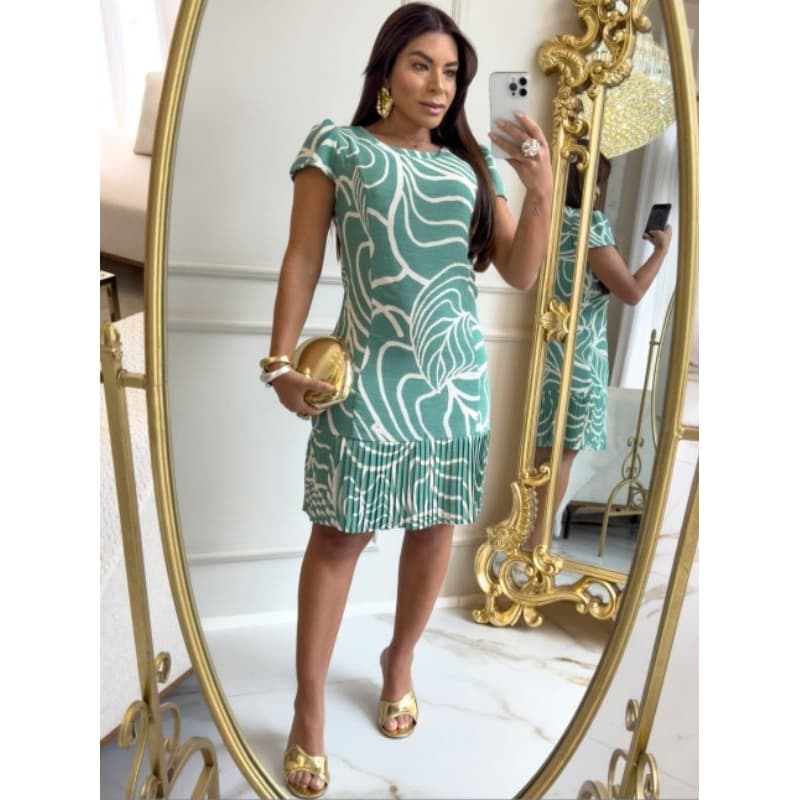 VESTIDO MIDI PLISSADO - Elegante Vestido Feminino Casual Estampado