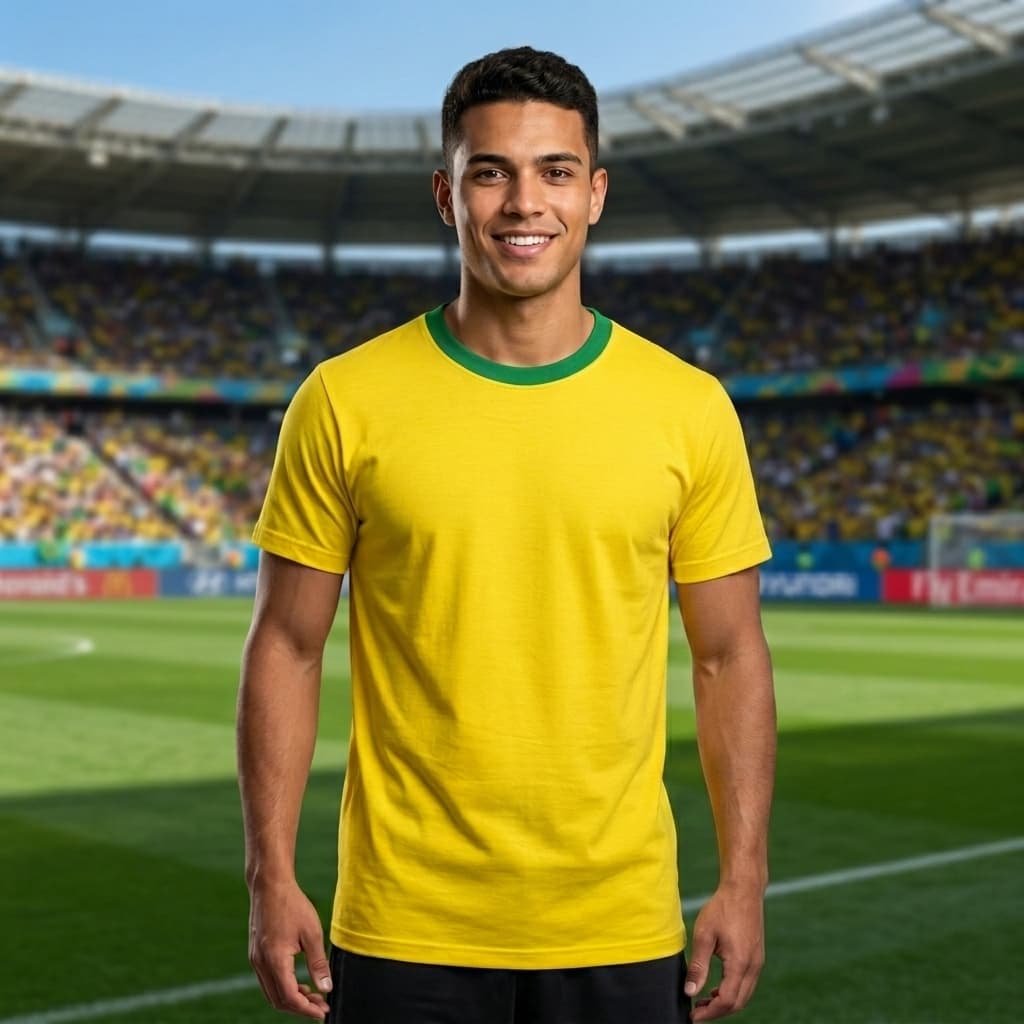 Camiseta Copa Do Mundo Brasil Gola Redonda Malha Fria Torcida Seleção Verde Amarela Bandeira