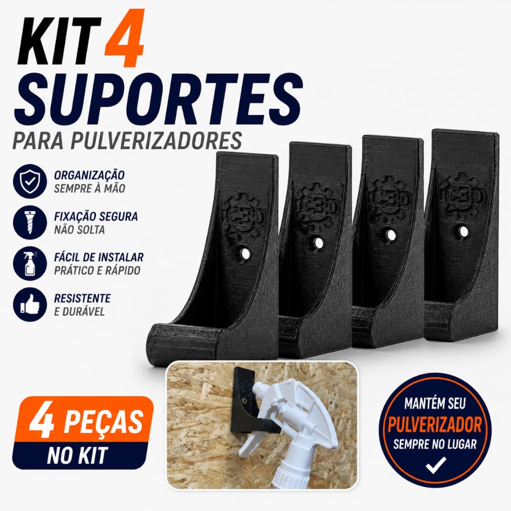 Suporte Organizador Pulverizadores Oficinas Garagens Estética Automotiva Lavanderia Limpeza Kit