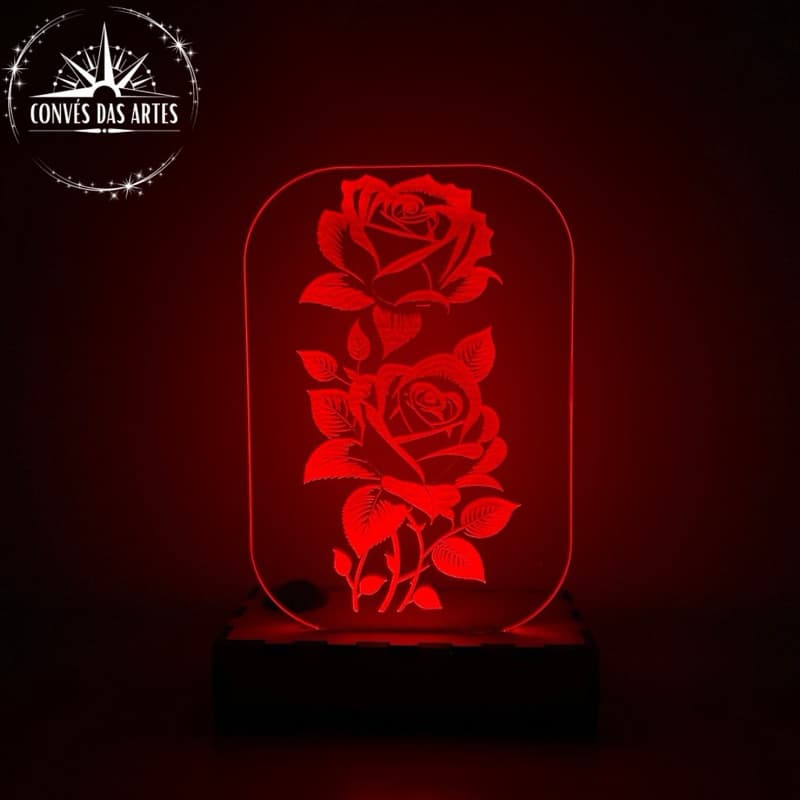 LUMINÁRIA ROSAS 3D LED RGB COM CONTROLE PERSONALIZADA DECORAÇÃO ROMÂNTICA NAMORADOS AMOR LOVE