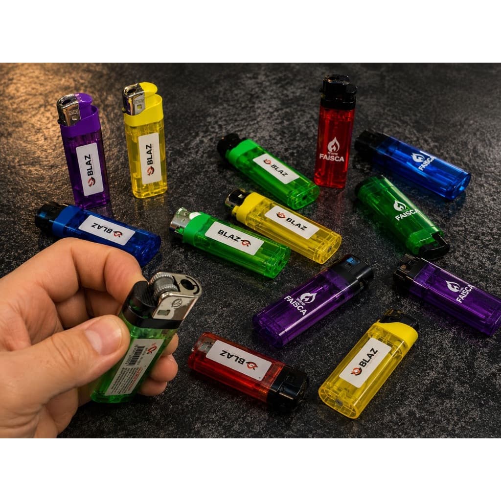 Isqueiros Simples Coloridos Sem Gas ​​e T ransparente Ideal Para Comércio, Bares e Restaurante(Faisca e Eletrico)