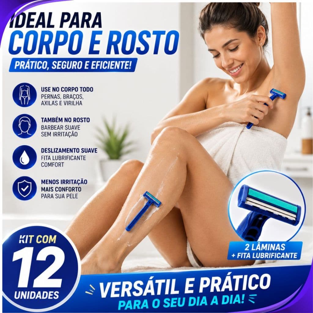 KIT48 ou 24 Barbeador Prestobarba Aparelho Barbear 2 Lâminas Fita Lubrificante Descartável suavidade