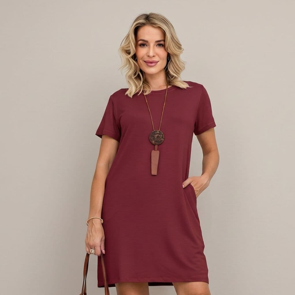 Vestido Vicenza Em Moletinho De Alta Qualidade Com Bolsos Laterais Para Look Casual Chic