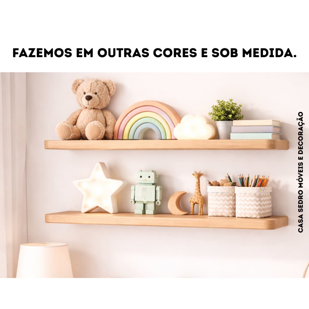 Prateleira Arredondada Ana MDF 60CM MDF CARVALHO - TEMOS VARIAS CORES - Suporte Invisível - FAZEMOS OUTRAS MEDIDAS.