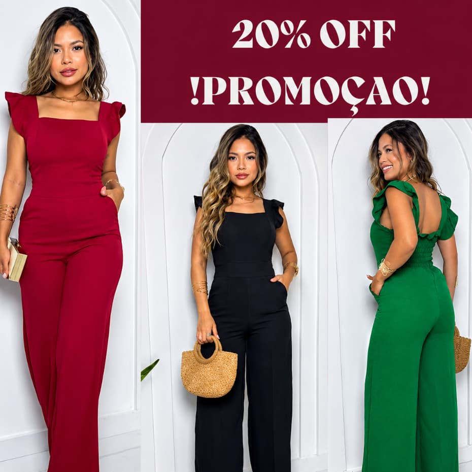 Macacão Conjunto Feminino Longo Pantalona Bolsos Alça Babado Com Bojo Elegante Casual Envio Imediato
