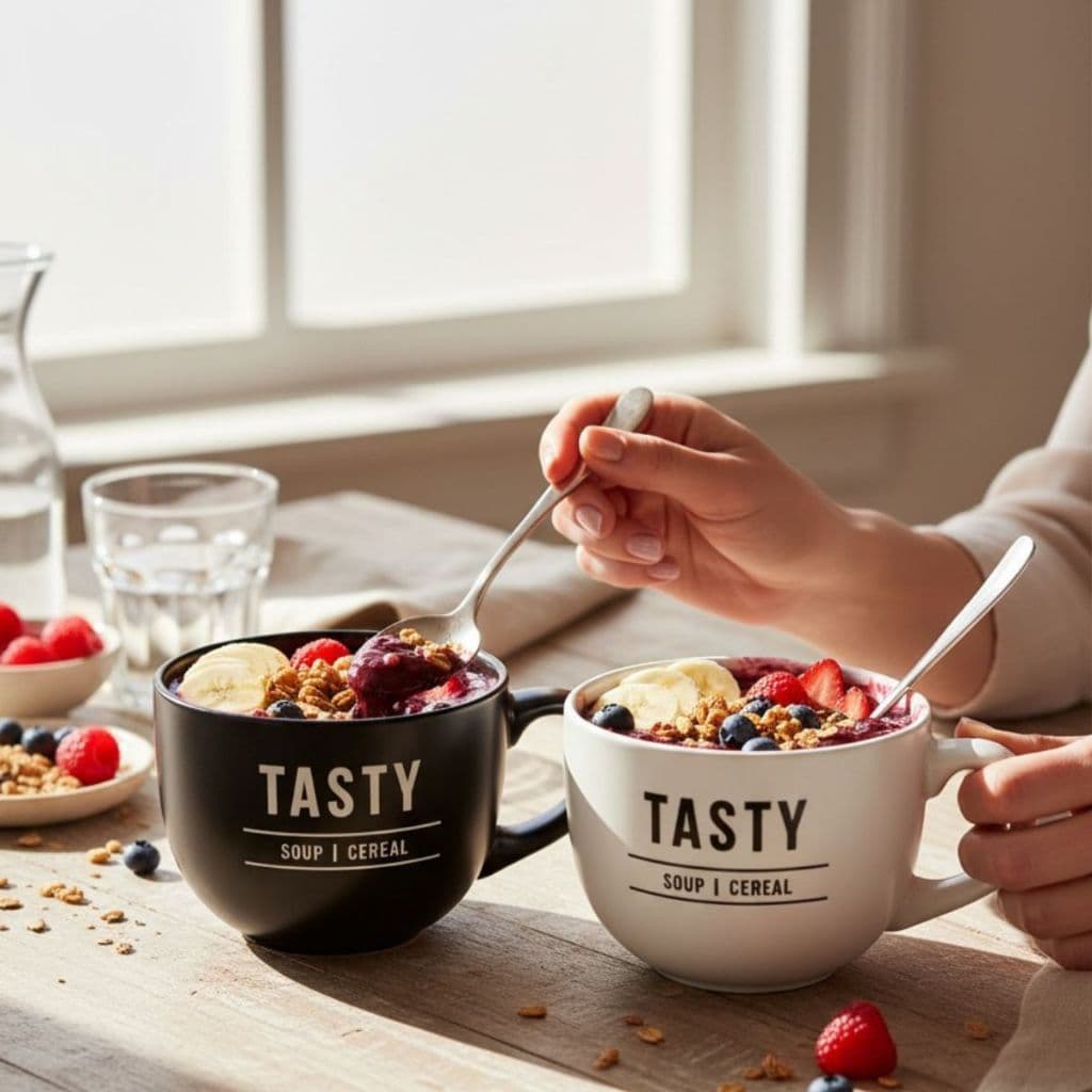 Caneca Sopeira Jumbo Tasty Cerâmica Grande Ideal Para Café Chocolate Quente Chá e Sopas Deliciosas