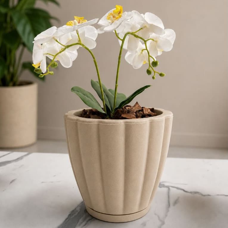 Vaso para Plantas de Mesa em Polietileno C/Prato Vaso de Decoração Vaso Decorativo Romano