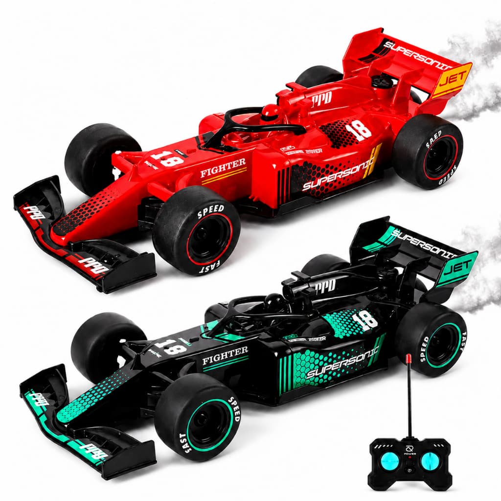 Carrinho Controle Remoto Formula 1 Recarregável F1 Bateria Formula Racing Solta Fumaça Kizumba