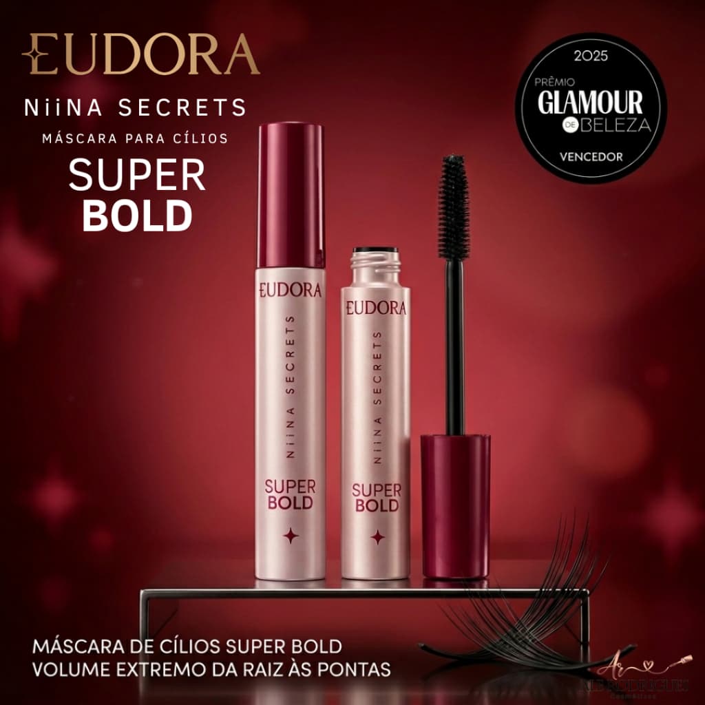 Máscara para Cílios Eudora Niina Secrets Super Bold 10g Efeito Cílios Postíços