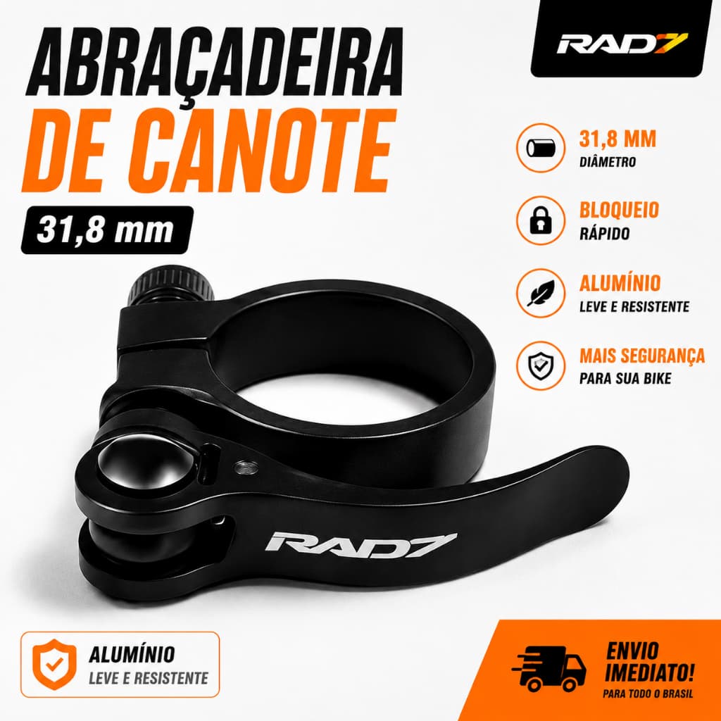 Abraçadeira de Canote 31,8mm Alumínio MTB Bike com Blocagem Rápida