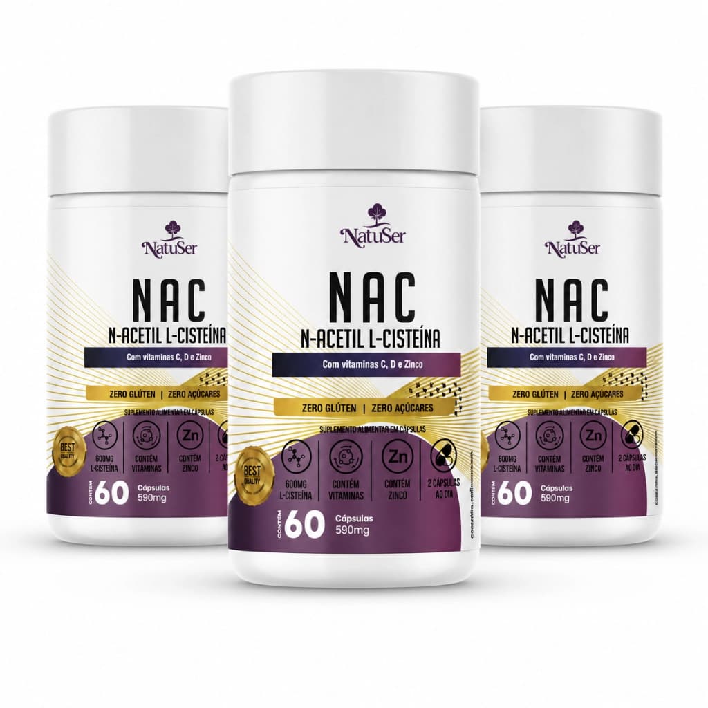 Kit Econômico NAC 600mg Natuser 180 Cápsulas + Vitamina C D e Zinco