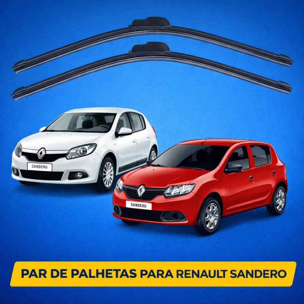 Par Palhetas Limpador Parabrisa Renault Sandero 2007 a 2014 Silicone