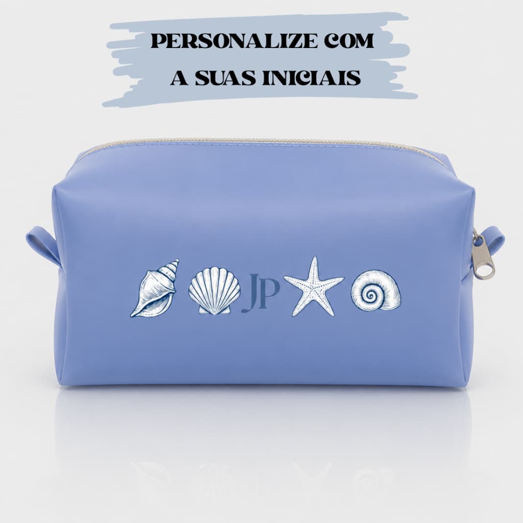 Kit 10 Necessaires Personalizada Grande Com Iniciais Conchas Fundo Do Mar
