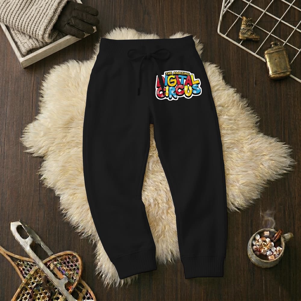 Calças Infantil Jogger Moletom Estampada Digital Circus Punho Flanelado Wide Leg Do Tamanho 6 16