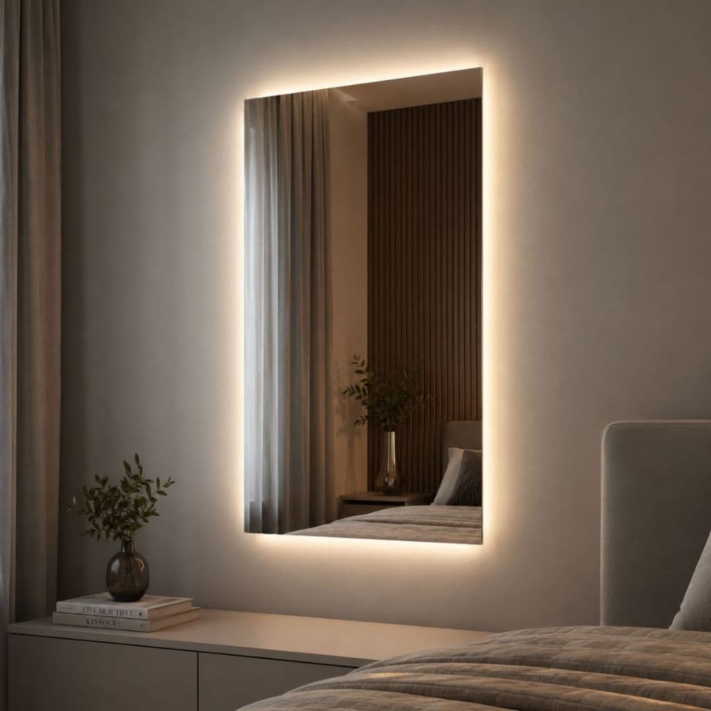 Espelho Retangular LED de Parede - Decorativo Bateria Ou Fonte 70x60cm 21