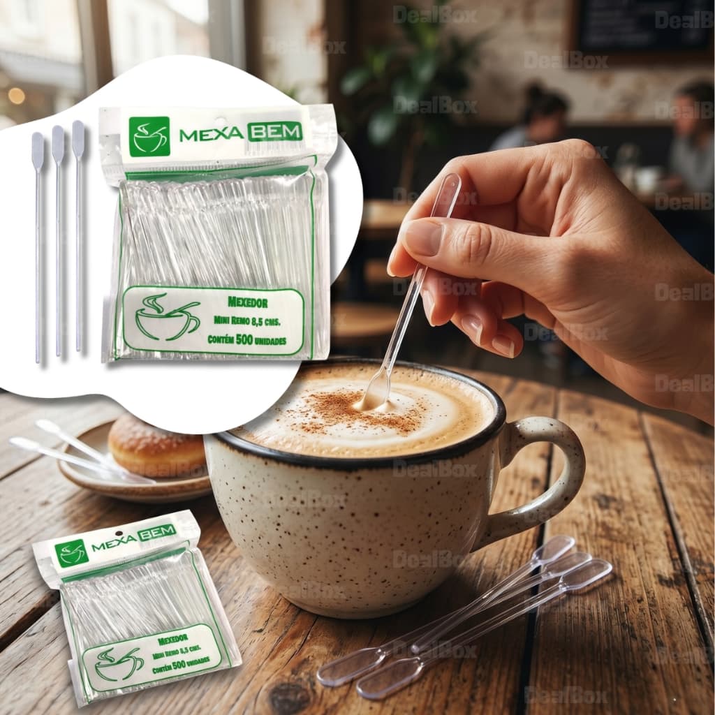 Mexedor Café Cristal Com 500 Unidades 8,5cm Transparente