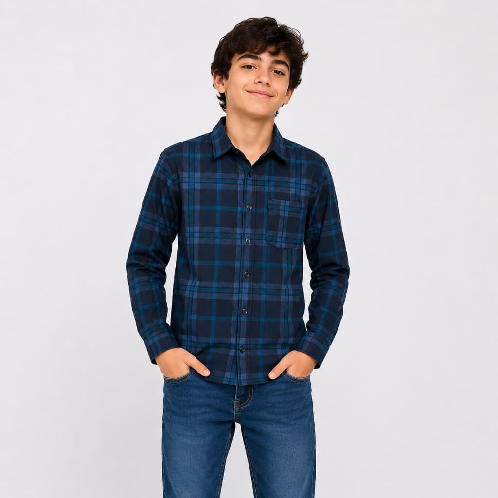 Camisa Xadrez Azul Juvenil Masculina Festa Junina São João Country 10 ao 16 Menino