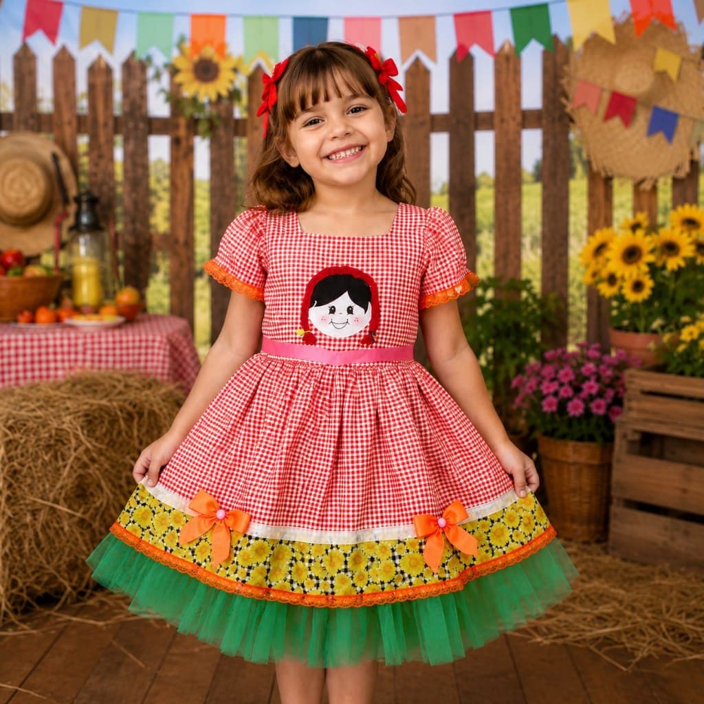 vestido junino xadrez vermelho festa junina