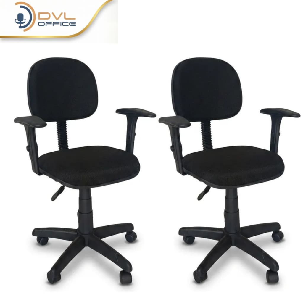 Conjunto 2 Cadeira Secretaria Giratória Tecido Ergonômica Executiva Kit Escritório Anatômica Com Rodízios